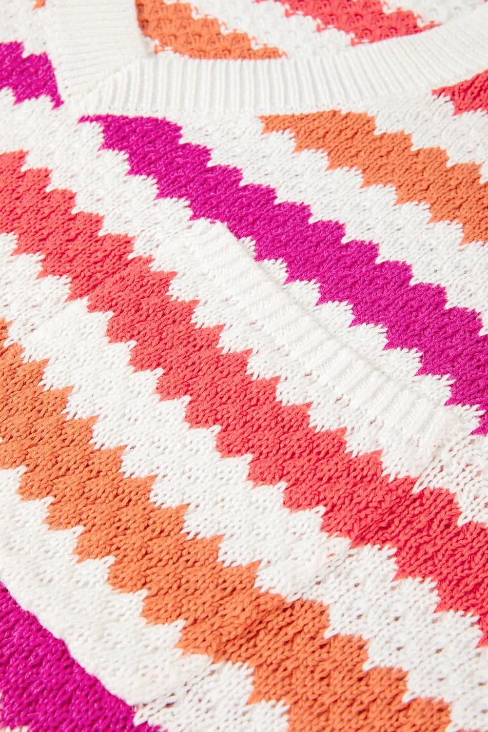 Pink Stripe V Neck Drop Shoulder Plus Size Sweater - Love Salve